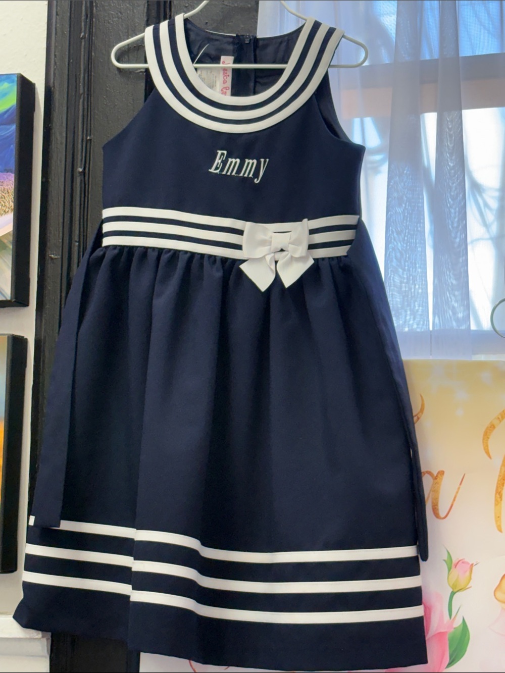 Navy & White  Jessica  Ann Sailor Dress for Girls